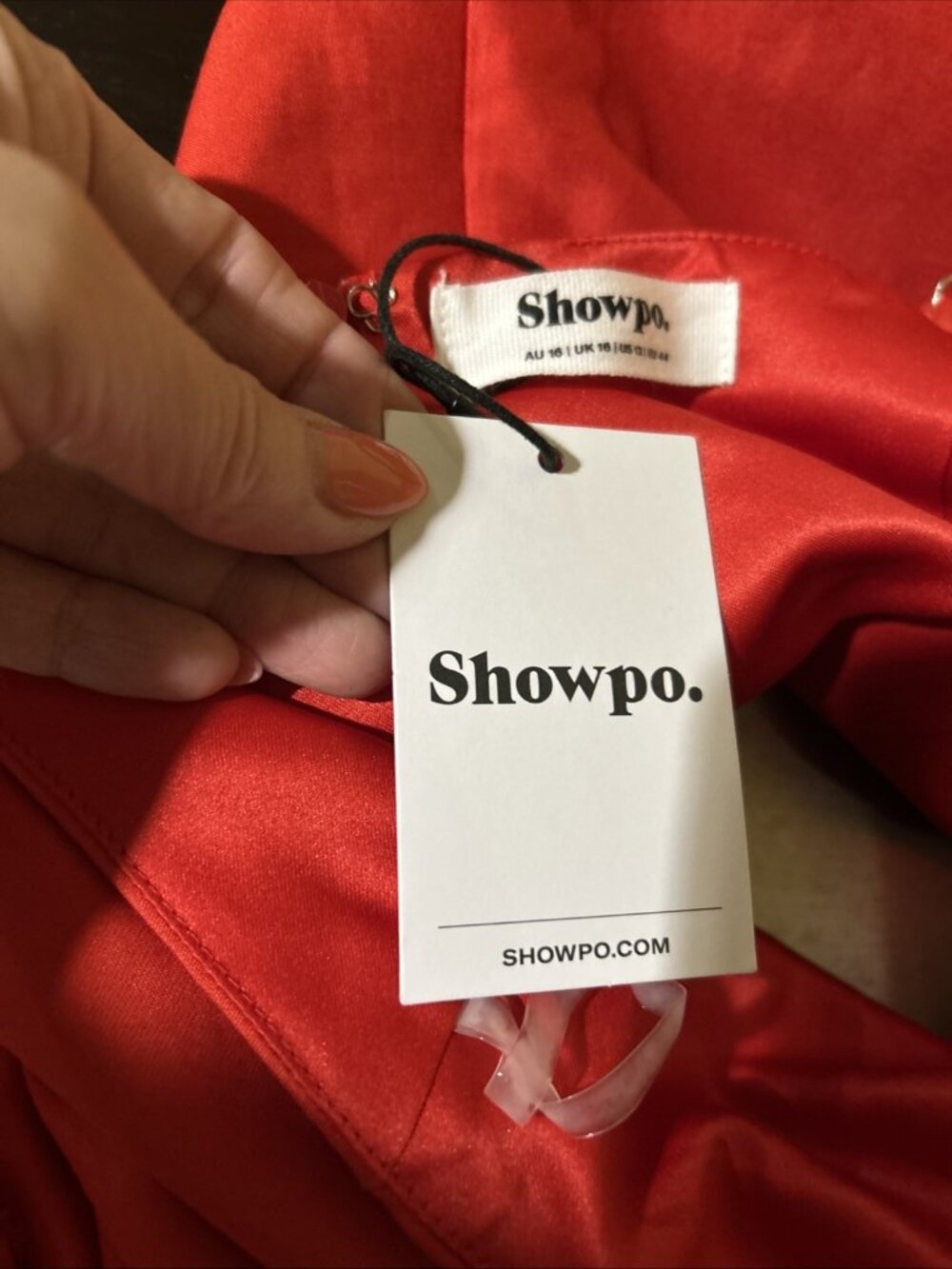 Showpo Sheeran Large Mini Dress Red Plunge A-Line Size AU 16 US 12 NWT - Picture 10 of 11